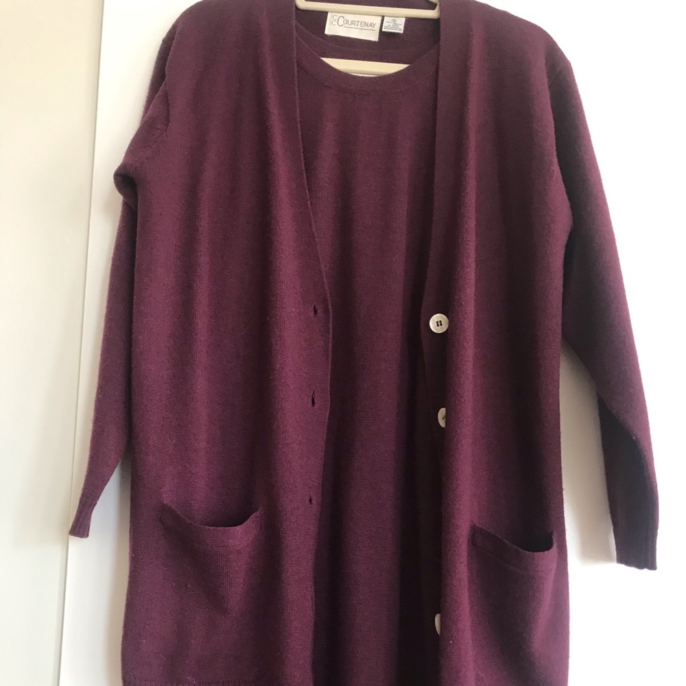Burgundy Cardigan Sweater Dress Set